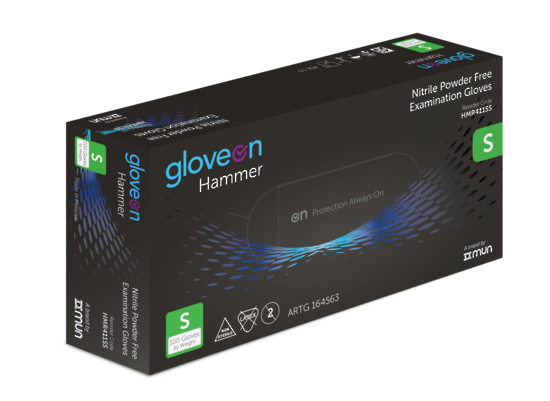 GloveOn Hammer Black Nitrile Exam Gloves Powder Free Box of 100 Small image 0